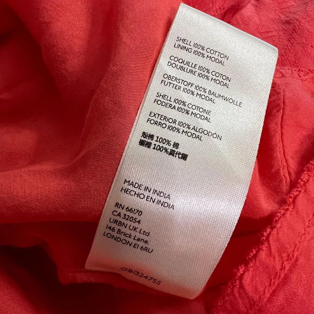 EUC {Anthro} Embroidered Pink Textured Ruffled & Tiered Orange Sundress | Small - Picture 11 of 15